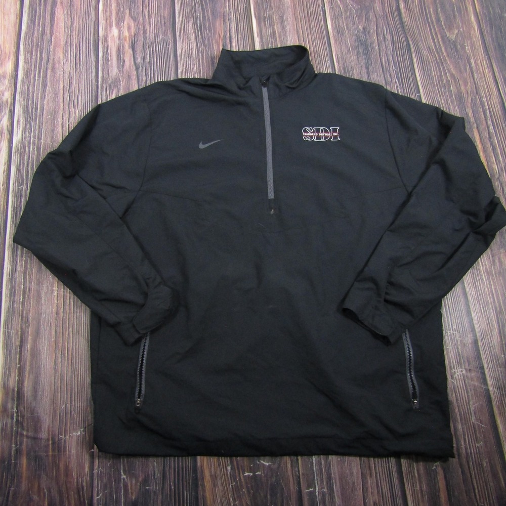 Nike Golf Jacket Mens XL Black 1/2 Zip Windbreaker SDI Logo Pockets Pullover